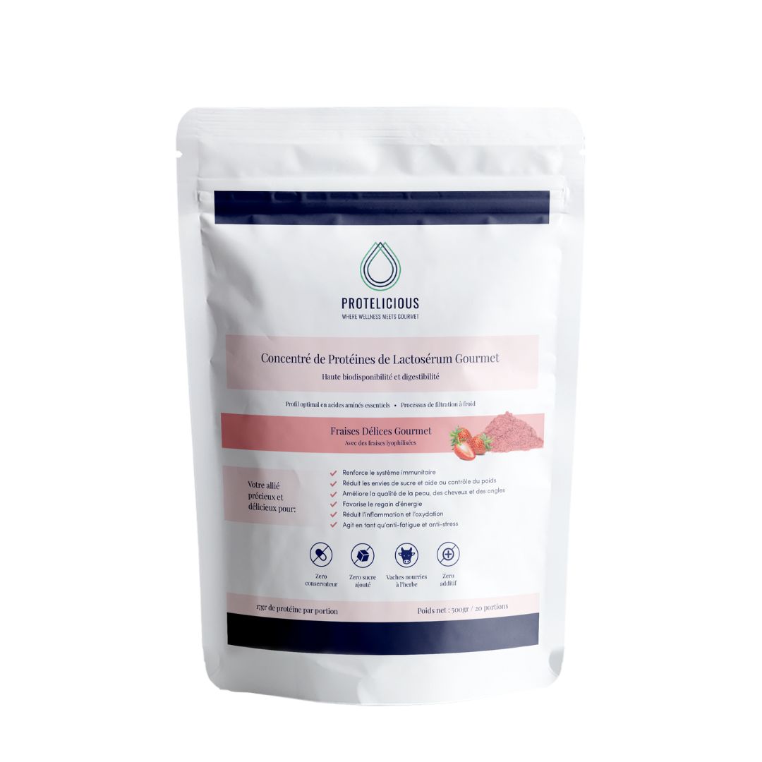 Concentrés de Protéines de Lactosérum- Fraises Delices Gourmet | 500g